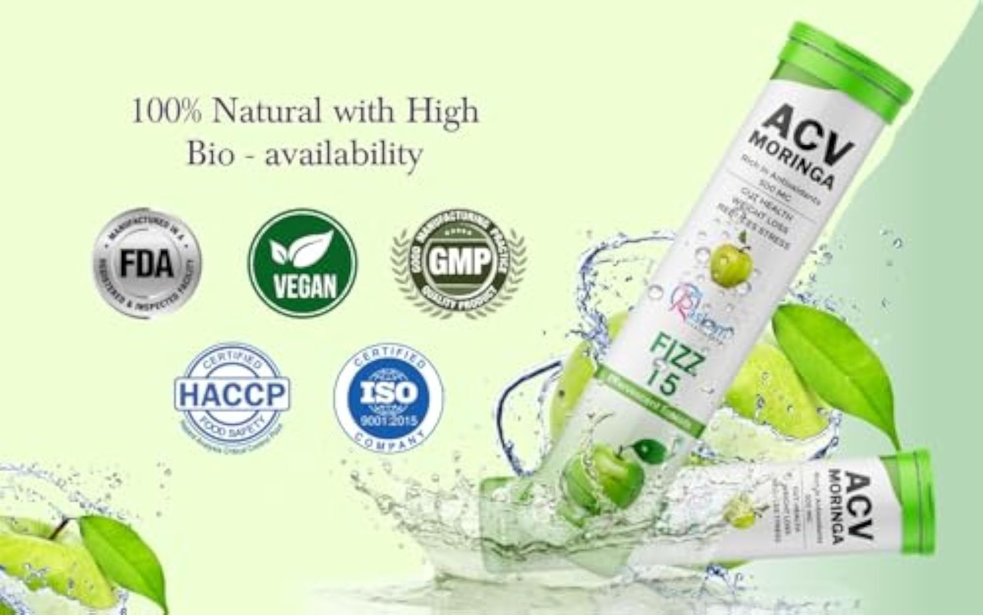 Raskam ACV Moringa Effervescent Tablets, Natural Energy & Immunity Booster