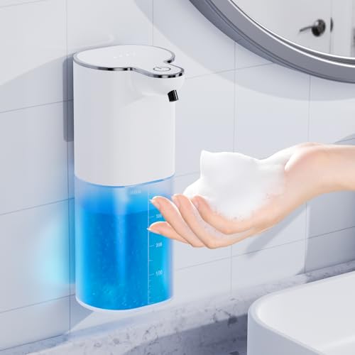 Dispensador de jabón automático, Montaje en Pared, sin Contacto, dispensador de jabón automático con Sensor, Recargable por USB, dispensador de jabón para baño, Cocina, Burbuja Dispensador de jabón automático, Montaje en Pared, sin Contacto, dispensador de jabón automático con Sensor, Recargable por USB, dispensador de jabón para baño, Cocina, Burbuja