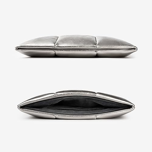Comfyable Puffy Laptop Sleeve 15 Inch 16 Inch, Quilted Puffer Laptop Carrying Case, Pillow Pouch Compatible for MacBook Air 15 in M4 2025 & MacBook Pro 16 in M4 2024, Silver