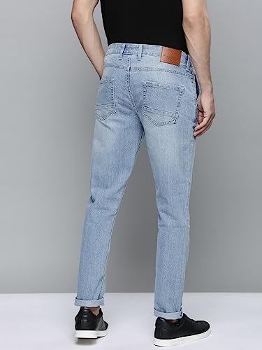 Image of The Indian Garage Co Men Slim Fit Solid Mid-Rise Stretchable Jeans