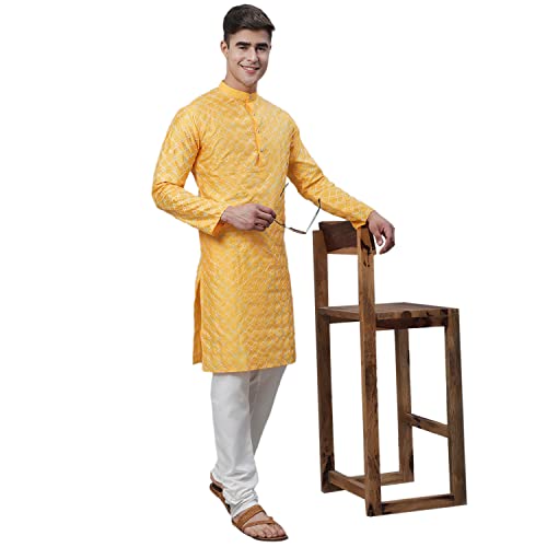 Sojanya (Since 1958 Men'S Silk Blend Navy Blue Kurta With Multi Color Embroidery