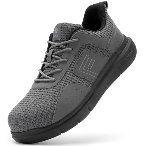 FitVille Wide & Extra Wide Steel Toe Shoes for Men Work Lightweight Composite Toe Work Shoes with Slip Resistant and Arch Support