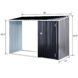 Ballcast98firewoodstorageshed2in1galvanizedsteeloutdoorshelterrackwithlogholderanthracitewaterproofhousetoolcabinetwlockabledoorsandpitchedroofforbicyclesdarkgray Urban Country Home Decor Ball cast 98 firewood storage shed2 in 1 galvanized steel outdoor shelter rack with log holderanthracite waterproof house tool cabinet wlockable doors and pitched rooffor bicyclesdark gray urban country home decor