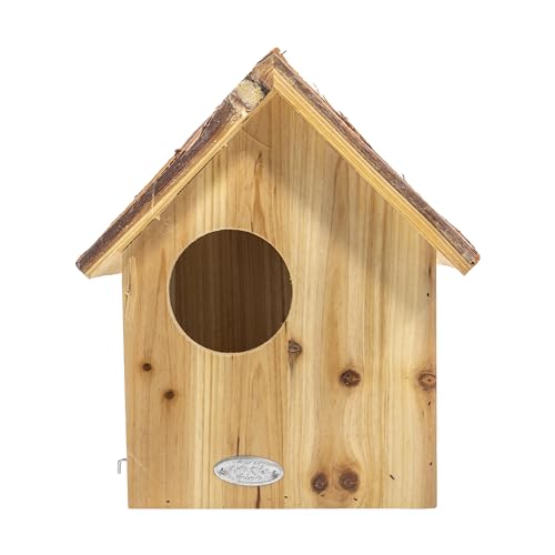 mgc24 Eichhörnchenhaus - Eichhörnchenkobel, Eichhörnchen Nistkasten zum Aufhängen für Garten und Balkon, aus Holz wetterfest, Naturoptik mit Rindendach, 25,2 x 26 x 29 cm