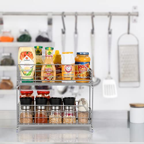Mooace Under Sliding Cabinet Basket Organizer, 2 Tier Under Sink Organizers And Storage, Multi-Purpose Bathroom Sink Kitchen Cabinet Organizer Rack, 2 Pack, Silver #TOP4