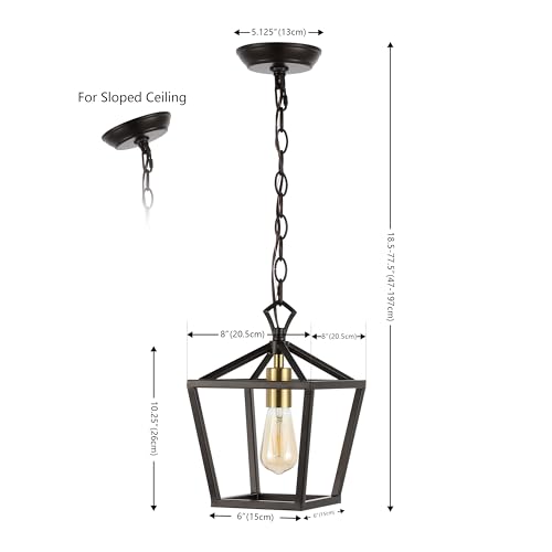 Image of JONATHAN Y Pagoda 1-Light Pendant 8 inch Cage, Oil Rubbed Bronze /Brass Gold