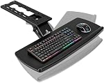 Keyboard Tray Under Desk with Storage Drawer, Height Adjustable Keyboard Tray Slide Out 360° Swivel Tilt, Ergonomic Under Desk Mount Keyboard & Mouse Holder for Gaming Home Office, Black