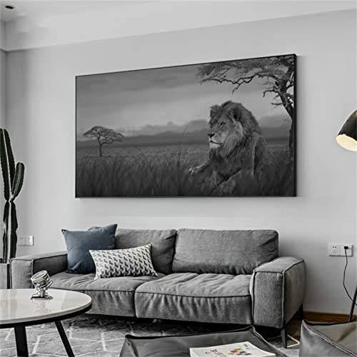 Broderie diamant arbre aux lions pour décorer le salon avec un grand tableau moderne fait main