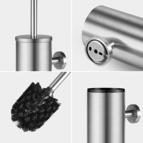WAVEWO Stainless Steel Toilet Brush, Wall Mounted & Standing Toilet Brush with Splash-proof Lid - Image 4
