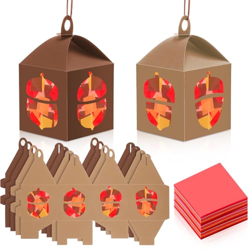 Projet artistique de récolte : kit de 16 lanternes et tissus d'automne pour fête de famille