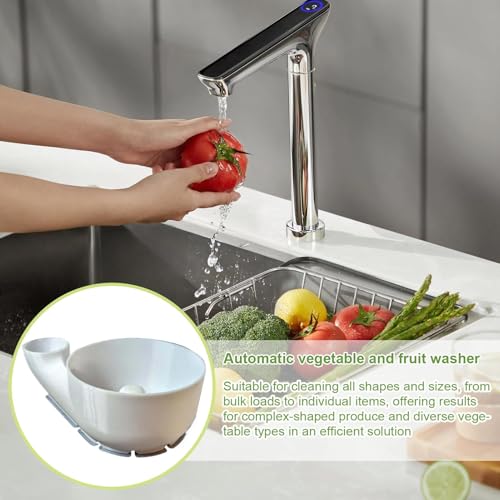 Vegetable Cleaner Bowl, Fruit Spinner Washer, 3D Food Cleaning Tool, Automatic Water Drainer, Multi Purpose Rinsing Basket, Compact White, Excellent for Camping & Travel - immagine 3