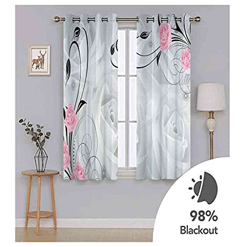 Rideau à œillets solide lourd au motif abstrait rose et gris chic
