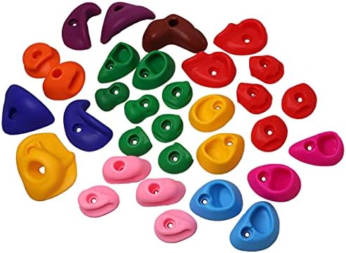 DIVCHI Climbing Holds for Kids, Climbing Wall Grips Children 32 pcs Multicoloured Textured Rock Ideal for Climbing Frames, DIY Rock Stone Wall, Indoor and Outdoor Playground, Tree House