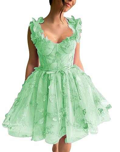 Robe de soirée en tulle motif papillon 3D vêtements de cérémonie femme menthe 52