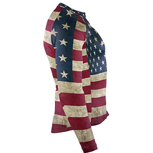 SLHFPX Old_American_Flag Mens Cycling Jersey Top Long Sleeve Road Bicycle Skinsuits Outfit