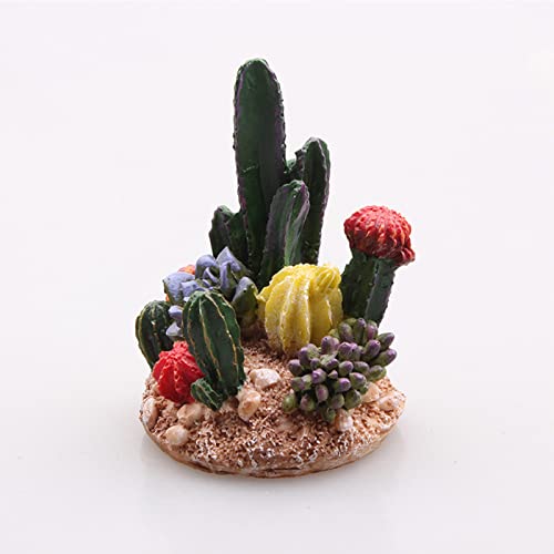 Image of Succulents Cactus Plant Fish Tank Decorations Desert Oasis Decor Sculpture Collection Reptile Turtle Lizard Spider Tanks Terrarium Figurine Statue Decor Ornament Pet