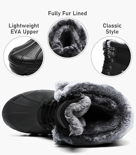 Mens Waterproof Snow Winter Duck Boots Insulated Warm Fur Lined Non Slip Rubber Hiking Work Boots Casual Outdoor3