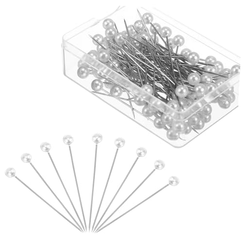 KALLORY 100pcs Pearlized Ball Head Pins for DIY Sewing Crafts Durable Pearl White Sewing Pins for Marking Decorating Projects