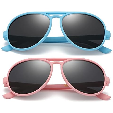LEICO FASHION Toddler Baby Infant Polarized Aviator Sunglasses for Boys Girls Kids Age 0-4 - Shatterproof Rubberized Frame Cover