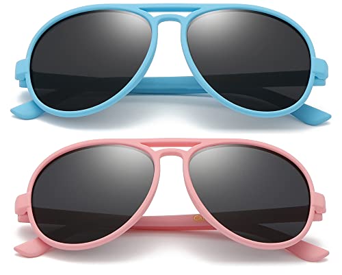 LEICO FASHION Toddler Baby Infant Polarized Aviator Sunglfor Boys Girls Kids Age 0-4 - Shatterproof Rubberized Frame