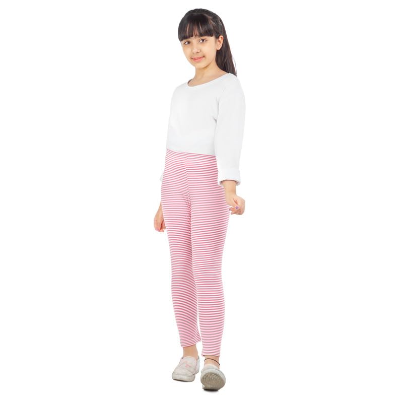 Image of Real Basics Girls Cotton Printed Non-Transparent Regular Fit Ankle Length Leggings (3 Leggings Set)