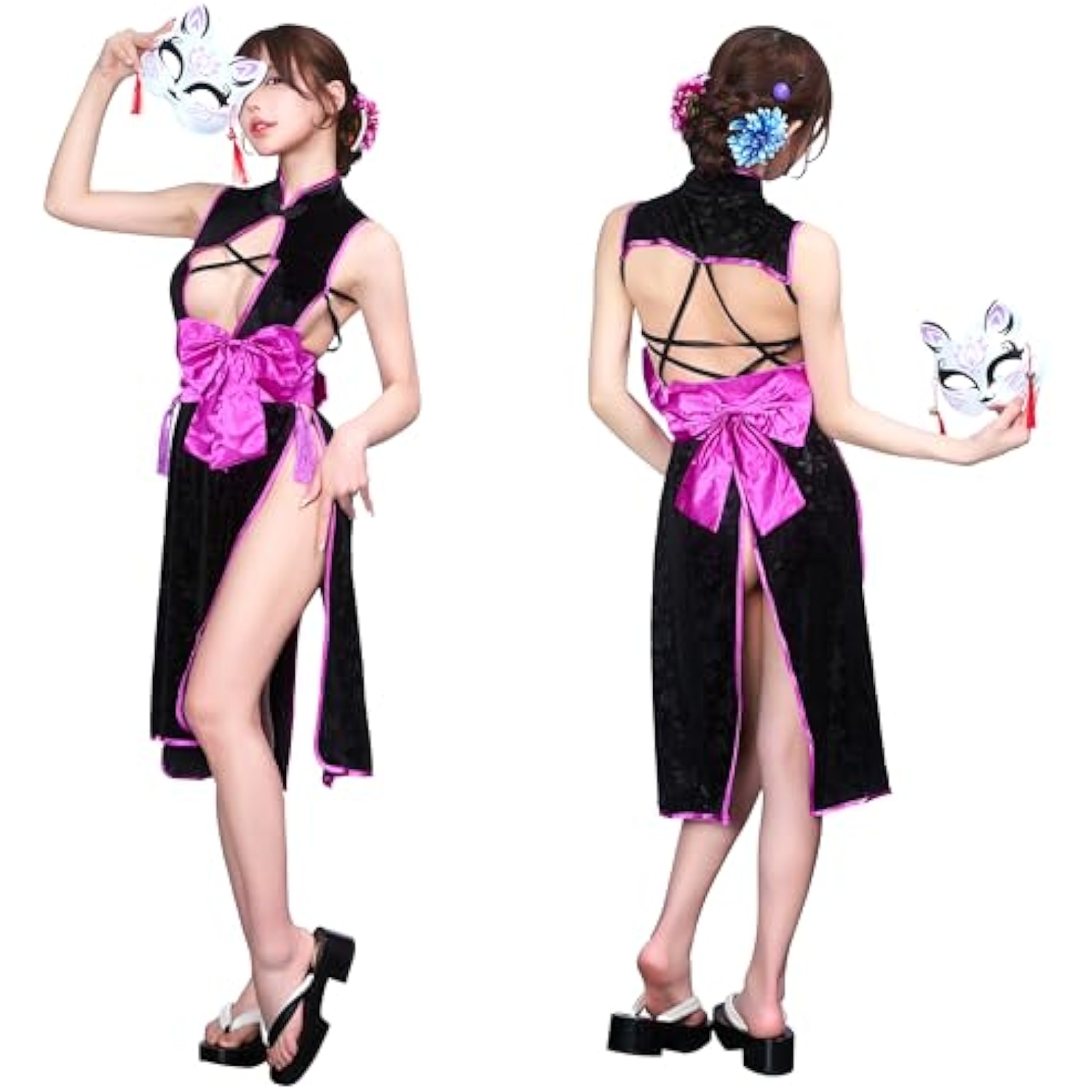 クリアストーン(Clearstone) 艶狐 コスプレ ハロウィン 紫忍 レディース ブラック 詳細画像4