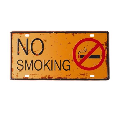 Image of Eazywagon No Smoking Yellow Multipurpose Metal Signs - License Wall Plate, Decorative Car Tag - Ideal for Cafe, Restaurant, Shop, Home, Hotel, Club, Office, Living Area