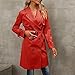 Trench Coat Costume, Women'S Fashion Casual Double Breasted Long Sleeve Coat With Belt Wool Blend Coat Women Pea Hooded Short Womens Brown Coat Faux Fur Hoodie Coats Hoodie (L, Red)