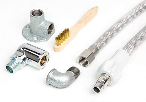 2,0 m Edelstahlschlauch/Edelstahl Gasschlauch + Gassteckdose + Anschlusszubehör (geeignet für Flüssig- / Erdgas) - f. Gasherd, Gaskocher, Gaskochmulde Kocher Gas-Steckschlauch