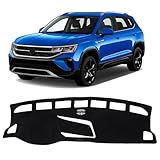 KUST Black Dash Cover for Volkswagen VW Taos (S SE SEL) 2022-2025 2026 (Only fits for Taos with Center Bin) Polyester Dashboard Cover Non-Slip Interior Accessories for VW Taos Custom Fit Dashboard Mat