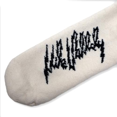 Mike Vallely Natural Cotton Skateboard Crew Socks | Lightning Bolts & Red Stripes | Made in USA | Men's 8-133