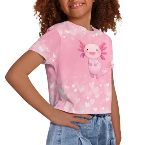 Image of Girl Crop Top Shirts for Summer Cute T Shirts Short Sleeve Tees for Kids 5-16