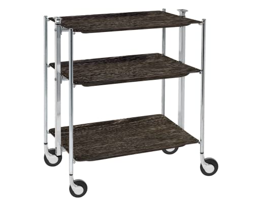 PLATEX Desserte à roulettes Cuisine, Desserte Cuisine Rangement, 3 étagères en Chène foncé Stratifiées, Idéale pour la Cuisine. Desserte Roulante...