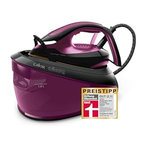 Tefal Express Vision, leistungsstarker 6, 9-Bar-Druck, Dampfstoß: 480g/Min., Smart Temp-Technologie, LED Beleuchtung, abnehmbarer Kalk-Kollektor, Eco-Modus, 1, 8 L Wassertank, lila/schwarz, SV8152