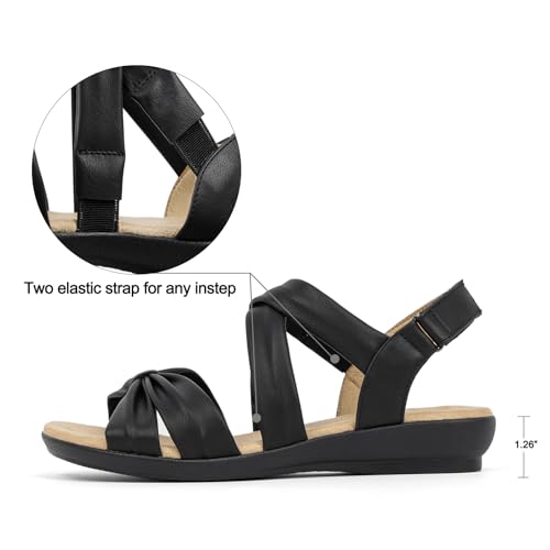 VJH confort Women’s Flat Sandals Comfortable Criss-Cross Bow Dressy Soft Straps Slip-on Flexible Summer Walking Sandals2