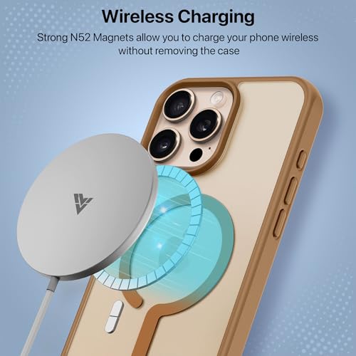 Image of eller sante Zenon Magpro Back Cover Case for iPhone 16 Pro Scratch Resistant Camera Screen Protector TPU Shockproof with Stand Holder Mag-Safe Wireless Charging- Desert Titanium