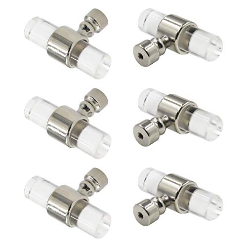 LC LICTOP Clear Acrylic Knobs Silver Tone Cabinet Hardware Drawer Pulls Handle Single Hole T Bar Pull 50mm 1.96” Length (6 Pack)