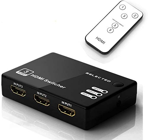 Musou Switcher HDMI, 3D Full HD 1080p Splitter HDMI Switch 3 Enter 1 Exportación Con control remoto amplificador para Blue-ray TV HD-DVD PS3 y Xbox etc.