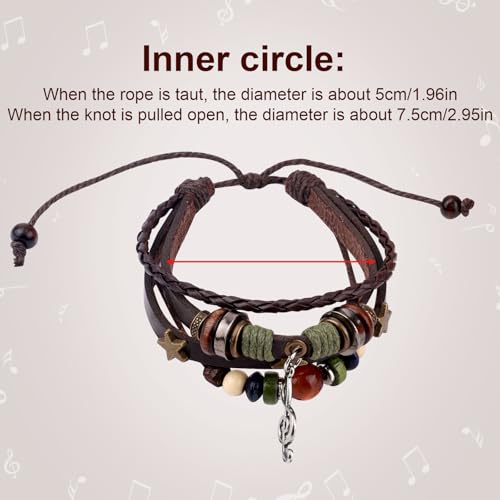 Fairy Grunge Bracelets, Stackable Leather Music Bracelet Braided Beaded Bracelet Handmade Beaded Bracelets Grunge Jewelry Aesthetic Fairycore Grunge Accessories for Women2