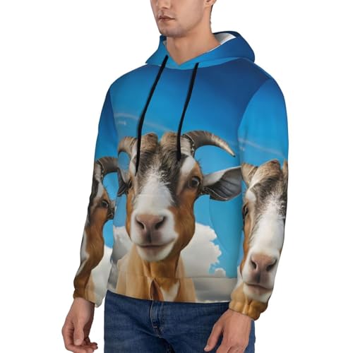 Men'S Hoodies Pullover Blue Sheep Print Print Hooded Sweatshirt Long Sleeve Hoodie Casual Tops With Pocket3