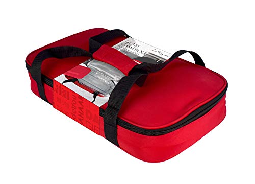 Le Regalo Hw1236 Glass Casserole With Insulated Bag, Ideal For Picnic, Potluck, Hiking & Beach Trip-Retains Hot And Cold Temperature Of Food, 14"X8.5"X2.75" Red #TOP4