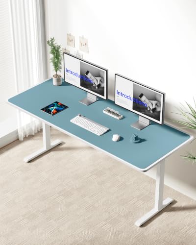 Image of YSAGi Leather Desk Protector, Office Mat, Large Mouse Mat, Non-Slip PU Leather Blotter, Laptop Desk Mat, Waterproof Writing Pad for Office and Home(Aquamarine, 55 inch x 24 inch)