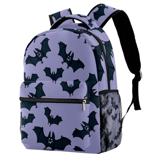 Sac à dos d'école chauve-souris d'Halloween multicolore pour ados