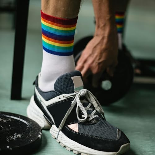 Image of American Trends Womens Novelty Striped Crew Socks Athletic Vintage Slouch Mid Calf Tube Socks