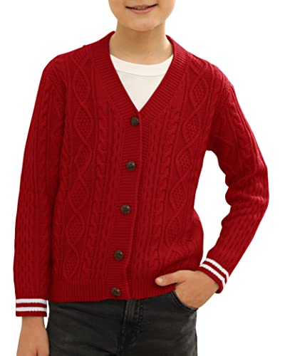 Boys' Cardigan V-Neck Knit Sweater Cute Fall Button Up School Uniform 5-14 Years For Girls Red #TOP11