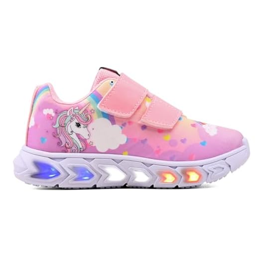 Tenis Infantil De Led Feminino Unicornio Calce Facil Meninas Cor:Rosa
