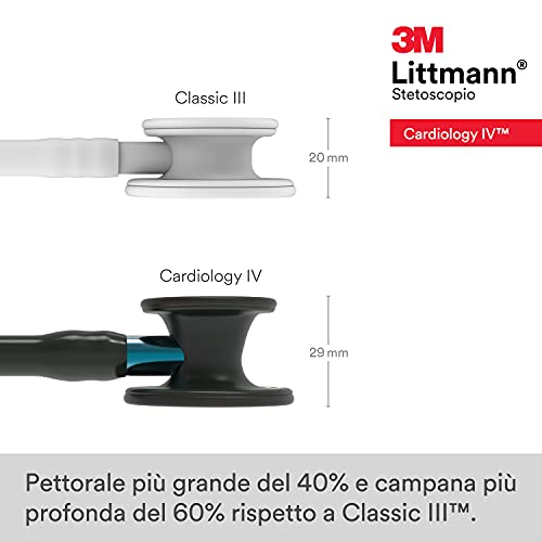 Image of 3M Littmann Cardiology IV Diagnostic Stethoscope, 6201, More Than 2X as Loud, Weighs Less, Stainless Steel Black-Finish Chestpiece, 27 inch Blue Stem, Black Tube and Headset (Pack of 3)