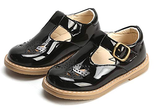 Girls’ Cute T-Strap Buckle Oxfords Shoes Princess Dress Mary Jane Flats Black Size 11M2