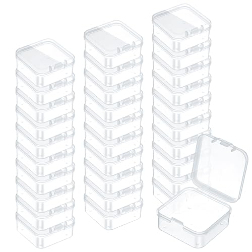 Image of Qianyu 31 Pcs Small Bead Storage Containers Mini Clear Plastic Rectangle Transparent Organizer Box Cases with Hinged Lids for Organizing Craft Tiny Items and Jewelry Making Supplies