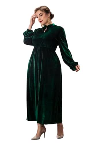 Amazon.com: Plus Size Emerald Green Velvet Maxi Dress – Long Sleeve